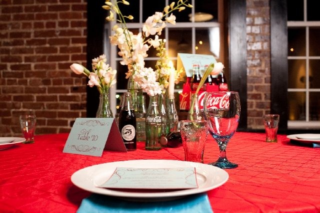 coca cola wedding red and blue